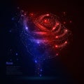 Red blue rose. Retro style disco. Star rose from polygons and constellations form for flyers. Polygons create the flowers