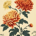 Vintage Chrysanthemum Illustration In Traditional Chinese Style