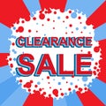 Red and blue sale poster with CLEARANCE SALE text. Advertising banner Royalty Free Stock Photo