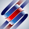 Red and blue shiny curved ribbons on white Royalty Free Stock Photo