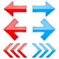 Red and blue shiny 3d arrows. Previous and Next icons Royalty Free Stock Photo