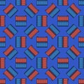 Red and Blue Shipping Containers vector Delivery creative seamless pattern