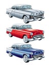 Red, blue and silver retro car Royalty Free Stock Photo