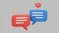 Red and blue speech bubbles with star and like icon Royalty Free Stock Photo