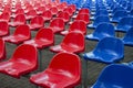 Red and blue stadium seats