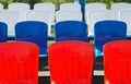 Red and blue stadium seats close up Royalty Free Stock Photo