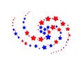 Red and Blue Stars in spiral pattern Royalty Free Stock Photo