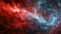 A red and blue swirls in a space like environment, AI