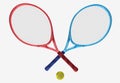 Red and blue tennis rackets