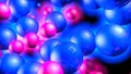 Red and blue three-dimensional spheres. neon glow. abstract. 3D rendering Royalty Free Stock Photo