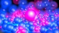 Red and blue three-dimensional spheres. neon glow. abstract. 3D rendering Royalty Free Stock Photo