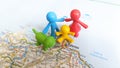 Toy figures standing on Palermo on a map of Italy Royalty Free Stock Photo