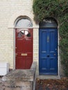 red blue traditional british door Royalty Free Stock Photo