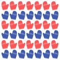 Red Blue Traditional Xmas Gloves Pattern Texture Background