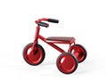 Red and blue tricycles - studio shot 3d render