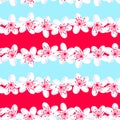 Red and Blue tropical frangipani seamless pattern