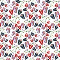 Red and blue tulips seamless pattern