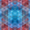 Red and blue vibrant blurred geometric abstract seamless pattern