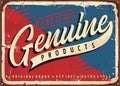 Red blue vintage sign for certified genuine product