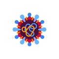 Red and blue virus flat icon. SARS-CoV-2 novel coronavirus structure vector illustration