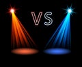 Red and blue volume light on black Versus battle futuristic screen Vector