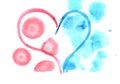 Red blue watercolor heart lovely grunge background Royalty Free Stock Photo