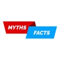 Red and blue web banners comparing myths and facts Royalty Free Stock Photo