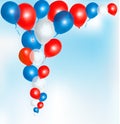 Red, blue and white balloons frame composition Royalty Free Stock Photo