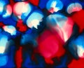 Red blue white black scattered color merging spots