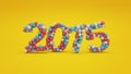 Red, blue and white colored balls forming number 2015 Royalty Free Stock Photo