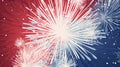 Red, blue, white fireworks above water with reflection on the black sky background. 4th of july celebration. American holiday. Royalty Free Stock Photo