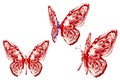 Red, blue and white painted butterfly set