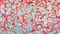 Red blue white spotted ebru Royalty Free Stock Photo