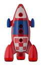 Red blue and white toy plastic childs rocket Royalty Free Stock Photo