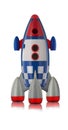 Red blue and white toy plastic childs rocket Royalty Free Stock Photo