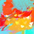 Red  blue yellow Bright colorful abstract painted brush strokes template background blue pink yellow elements Royalty Free Stock Photo