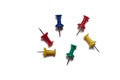 Red, blue, yellow and green colored push pins Royalty Free Stock Photo