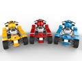 Red, blue and yellow modern quad bikes Royalty Free Stock Photo