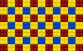 Red blue and yellow plastic construction block pattern