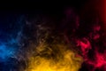 Red blue and yellow smoke Royalty Free Stock Photo