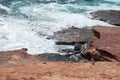 Red Bluff: Foamy Sea Royalty Free Stock Photo