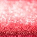 Red blur glitter Christmas and Valentine`s day bokeh background with blurry silver white sparkling light of metallic glitz texture