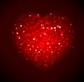 Red Blur heart shape of ligth bokeh on a black background