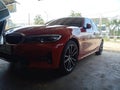 red BMW car pose Royalty Free Stock Photo