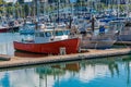 Red Boat on Blue Water Royalty Free Stock Photo