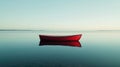 Red Boat in Calm Water at Sunset Royalty Free Stock Photo