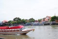 Red boat on the Chao Phraya River The main river of Thailand Royalty Free Stock Photo