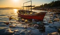 Red Boat Floating on Water Royalty Free Stock Photo