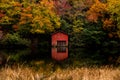 The Red Boat House at Desoto Falls in Fort Payne Royalty Free Stock Photo