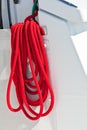 Red boat ropes on white background Royalty Free Stock Photo
